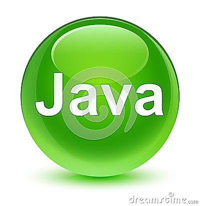 Java glassy green round button Cartoon Illustration