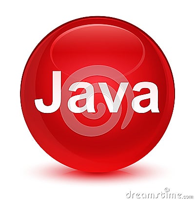 Java glassy red round button Cartoon Illustration