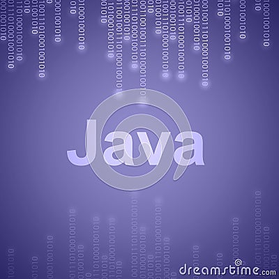 Java Language inscription on blue binary background Vector Illustration