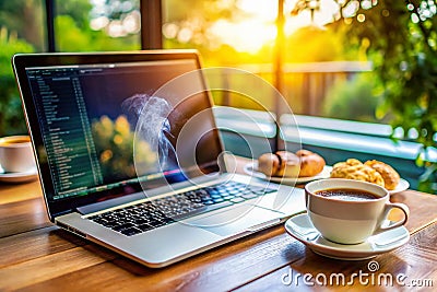 Java Programming for Web Development A LaptopFull of Code Coffee and Creative Energy Fueling Innovation with Modern Web Stock Photo
