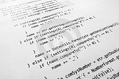 Java source code Stock Photo