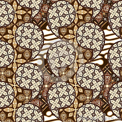 Javanese batik simple pattern with soft brown color Stock Photo