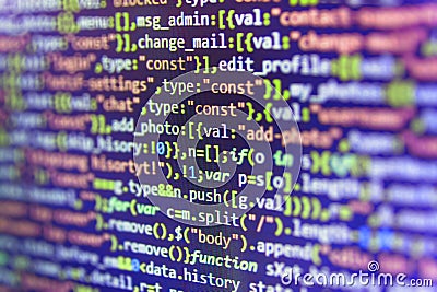 Javascript code in bracket software. Stock Photo