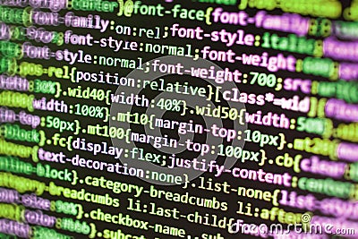 Javascript code in bracket software. Stock Photo