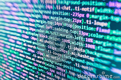 JavaScript code in text editor. Coding cyberspace concept. Stock Photo