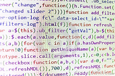 JavaScript code in text editor. Stock Photo