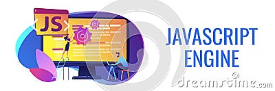 JavaScript concept banner header. Vector Illustration
