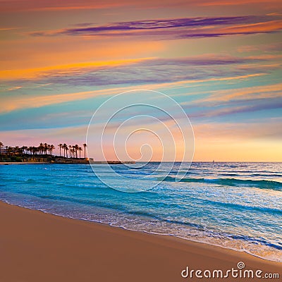 Javea El Arenal beach sunrise Mediterranean Spain Stock Photo