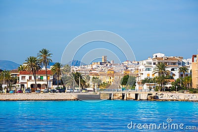 Javea Xabia skyline from Mediterranean sea Spain Stock Photo