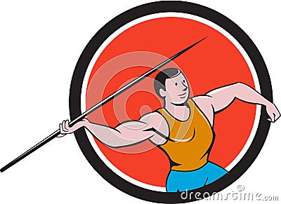 Javelin Throw Track and Field Circle Cartoon Vector Illustration