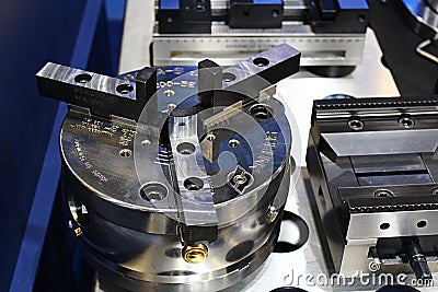 3-jaw lathe universal manual chuck Rota-S by Schunk company from Germany Editorial Stock Photo
