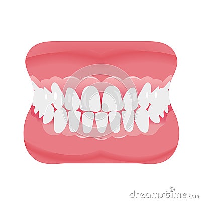 Jaw with teeth icon flat style. Open mouth, dentures. Dentistry, medicine concept. Isolated on white background. Vector Vector Illustration