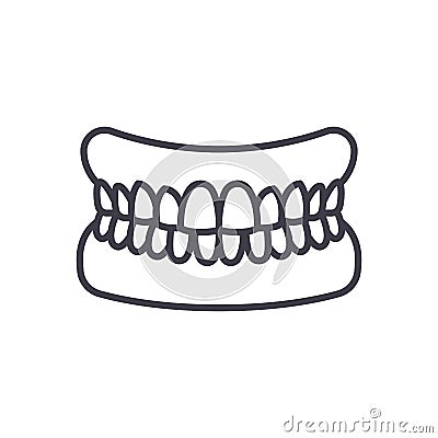 Jaw with teeth vector line icon, sign, illustration on background, editable strokes Vector Illustration