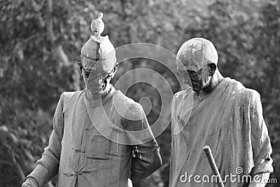 Jawahar lal Nehru and Gandhi ji statue Editorial Stock Photo