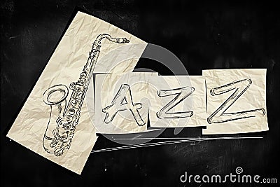 Jazz art paper on blackboard Stock Photo