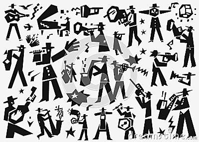 Jazz band doodles Vector Illustration