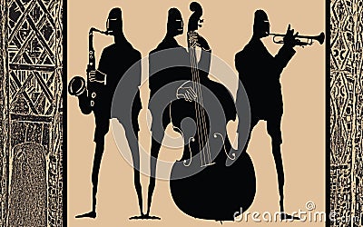 Jazz band in ethnic style design Vector Illustration