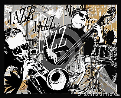 Jazz band on a grunge background Vector Illustration