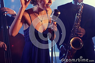 Jazz Band playing on Stage Stock Photo