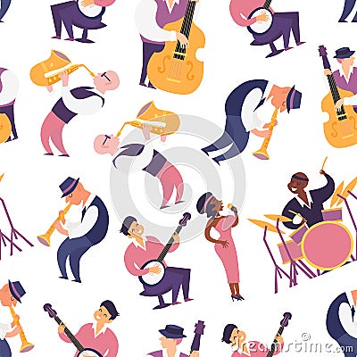 Jazz band seamless pattern vectorillustration. Vector Illustration