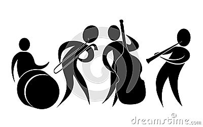 Jass band.Music band vector illustartion.Music band silhouette. Vector Illustration