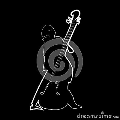 Jazz bass player on a black background Vector Illustration