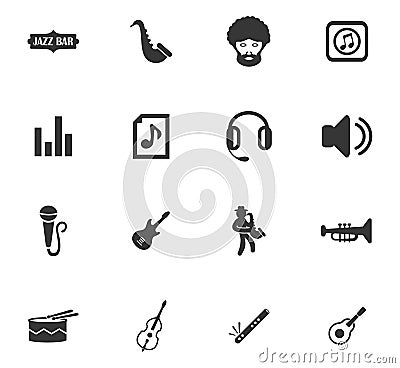 Jazz and Blues icons set Stock Photo