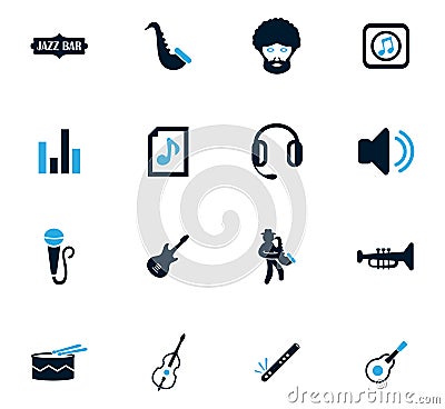 Jazz and Blues icons set Stock Photo