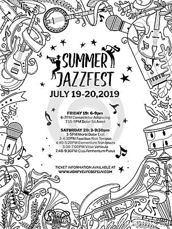 Jazz concert vector poster template Vector Illustration