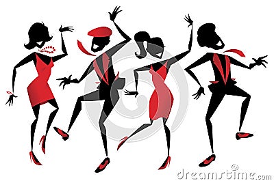 Jazz Dancers Vector Illustration