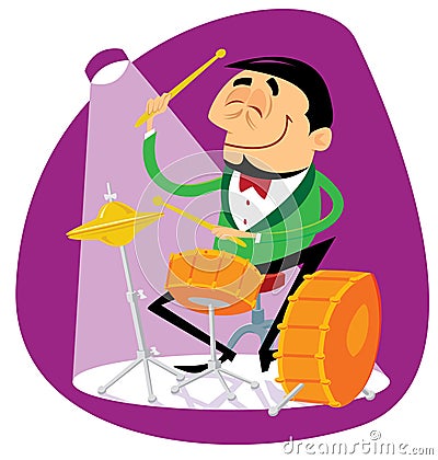 Jazz drummer Vector Illustration