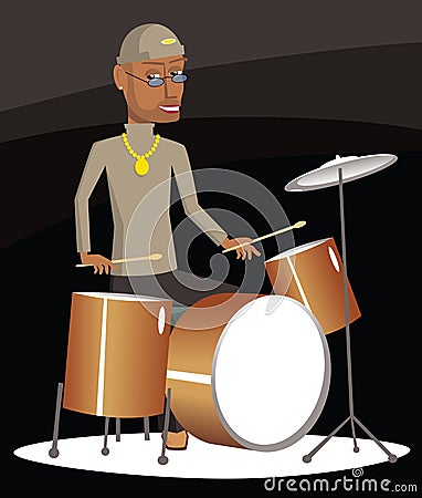 Jazz drummer Vector Illustration