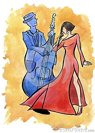 Jazz female singer and bassist Stock Photo