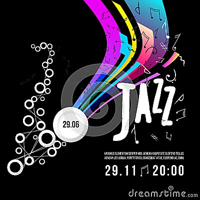 Jazz festival poster template. Jazz music. Saxophone. International Jazz Day. Vector design element Vector Illustration