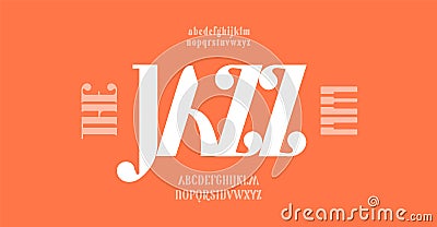 Jazz logo font, fashion minimal alphabet, elegant typeface. Bold high serif letters for luxury logo and headline Vector Illustration