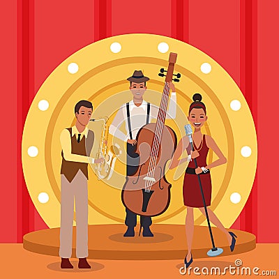 Jazz music band show, colorful design Vector Illustration