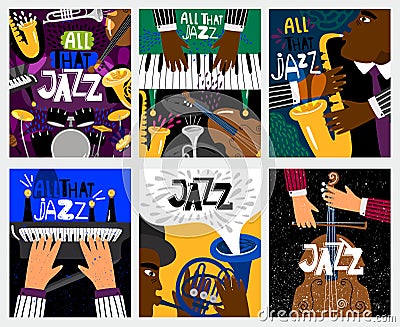 Jazz music banners Vector Illustration