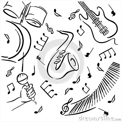 Jazz music doodle poster vector template Vector Illustration