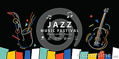 Jazz music festival banner poster illustration vector. Background concept. Vector Illustration