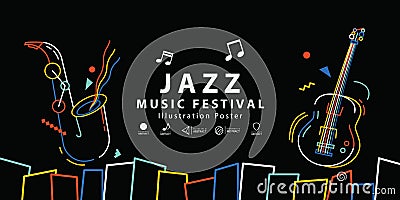 Jazz music festival banner poster illustration vector. Background concept. Vector Illustration