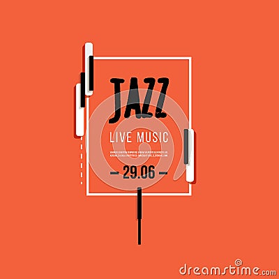 Jazz music festival, poster background template. Keyboard with music keys. Flyer Vector design Vector Illustration