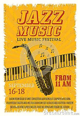 Jazz Music Festival Poster Vector Illustration
