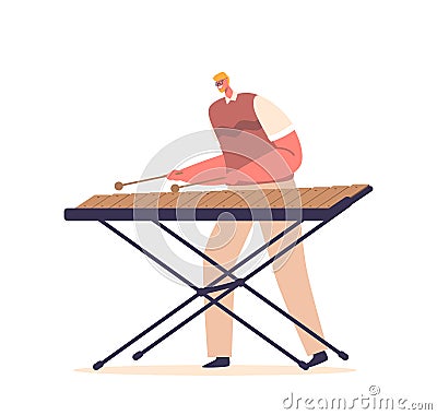 Jazz Musician Character Mesmerizes With A Captivating Xylophone Performance, Blending Rhythmic Melodies Vector Illustration