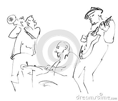 Jazz musicians playing music Vector Illustration