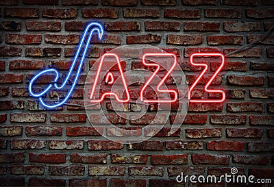 Jazz neon sign. Stock Photo