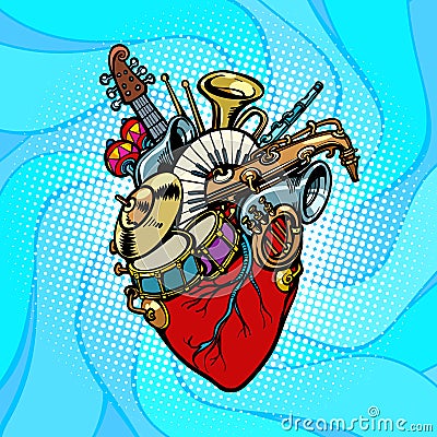 Jazz orchestra musical heart Vector Illustration