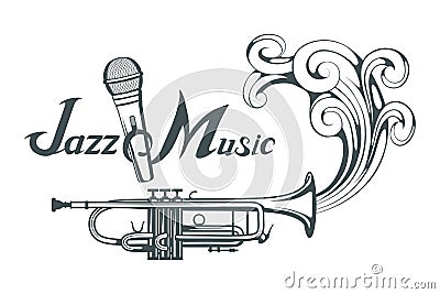 Jazz player with saxophone. Saxophone player. Lettering with a microphone. Silhouette of a musician. Vector Illustration