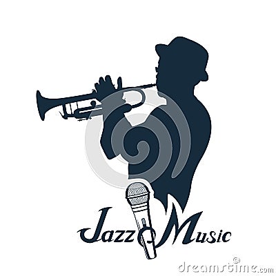 Jazz player with trumpet. Vector Illustration