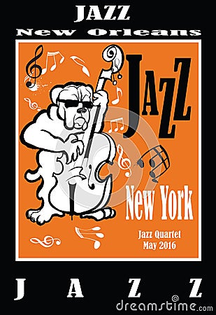 Jazz poster with double bass Vector Illustration