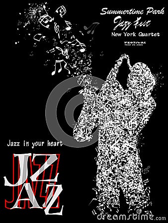 Jazz poster with saxophonist Vector Illustration